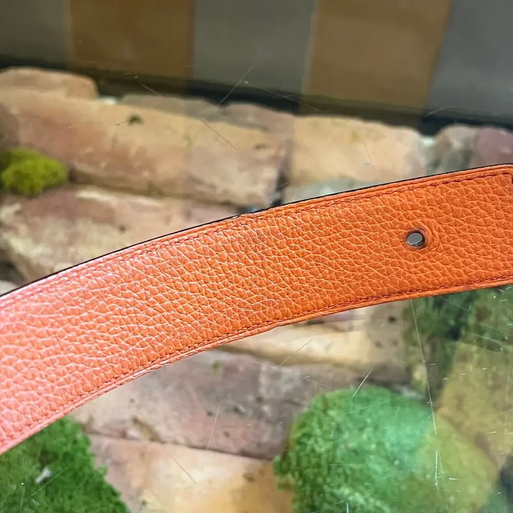 HERMES Black Box Calfskin & Orange Togo Calfskin Reversible Belt Kit Sz 100 - Picture 4 of 8